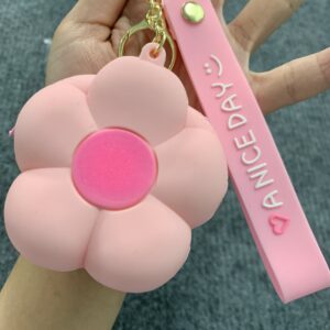 Móc khóa túi đựng tiền hình bông hoa nhiều màu sắc 4