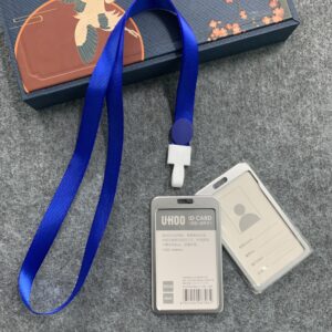 Dây đeo thẻ móc nhựa Uhoo, Combo dây lụa móc nhựa Uhoo 1.5cm + Bao nhôm 2