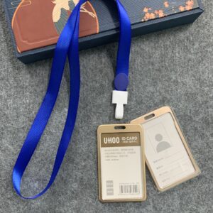 Dây đeo thẻ móc nhựa Uhoo, Combo dây lụa móc nhựa Uhoo 1.5cm + Bao nhôm 4