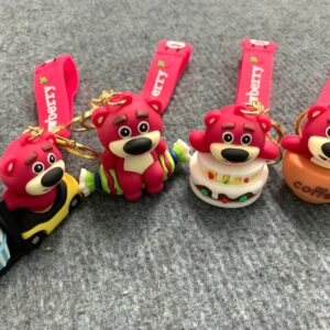 Dây đeo móc khóa Gấu Dâu, Dây đeo móc khóa Gấu Hồng, Móc khóa Gấu Dâu bánh kem 4